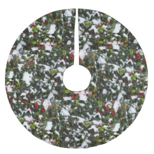 European Holly with Snow Tree Skirt