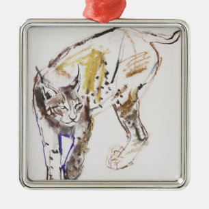 European Lynx Metal Tree Decoration