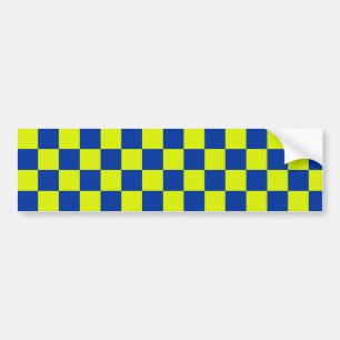 european police cars square colours chequered bumper sticker