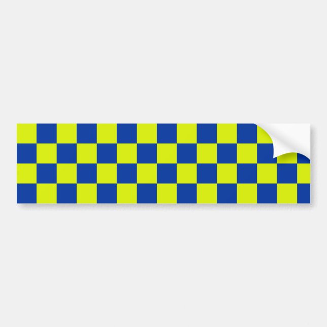 european police cars square colours chequered patt bumper sticker (Front)