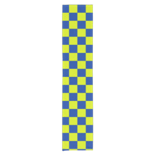 european police cars square colours chequered patt short table runner