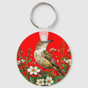 European reed warbler bird key ring