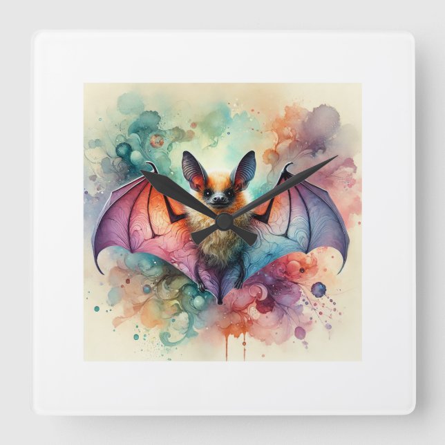 European serotine bat 131024AREF133 - Watercolor Square Wall Clock (Front)
