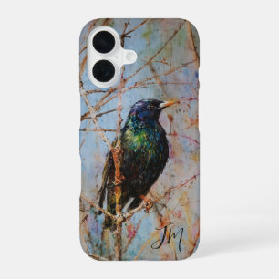 European Starling Bird Painting Custom Name iPhone 16 Case