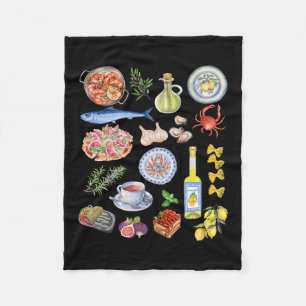 European Summer Limoncello Rome Italy Lemons Portu Fleece Blanket