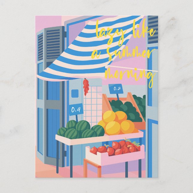 European Summer Vacation Fruit Stand Postcard (Front)