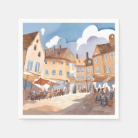 European Town Corner | Watercolor Painting