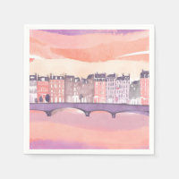 European Town Sunset | Watercolor