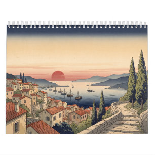 European Towns Japanese Woodblock Art Calendar