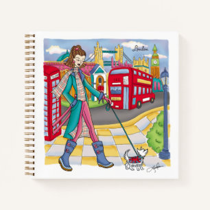 European Travel Girl in London Personal Travel Notebook