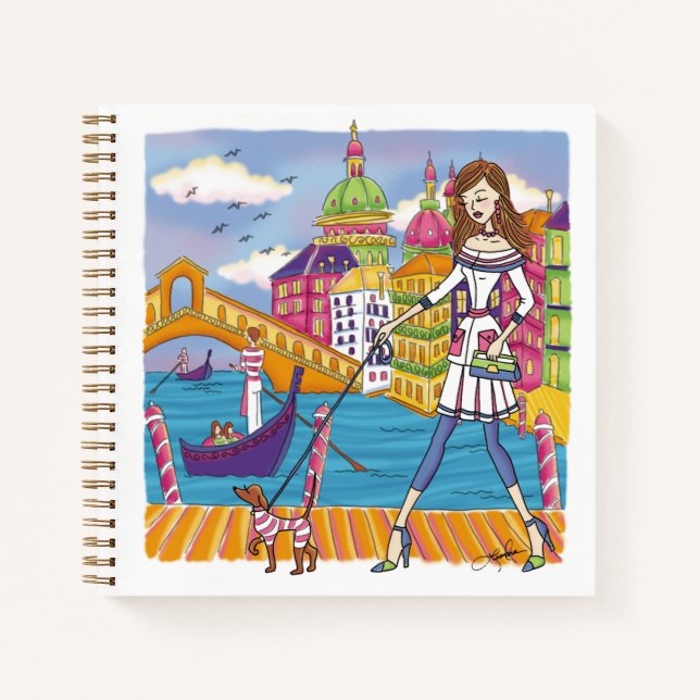 European Travel Girl in Venice Notebook (Front)