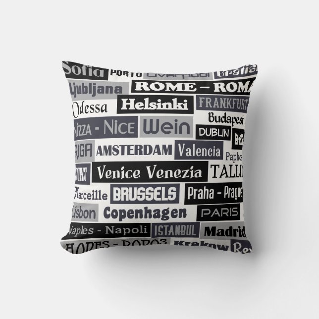 European Traveller throw pillow (Front)