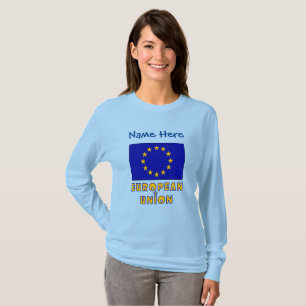 European Union and EU Flag Blue Personalisation  T-Shirt