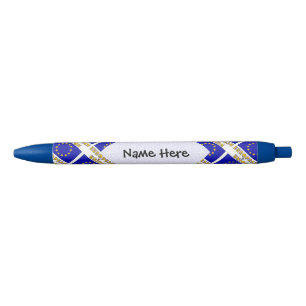 European Union and EU Flag Tiled Personalised  Black Ink Pen