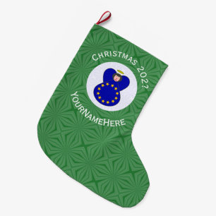 European Union Angel Christmas Flag Personalised  Large Christmas Stocking
