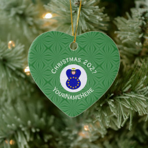 European Union Angel Christmas Name Year Heart Ceramic Tree Decoration