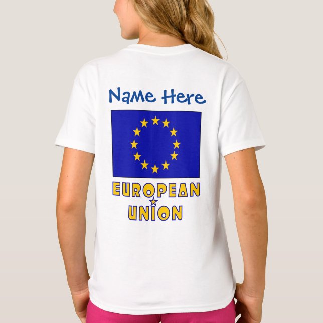 European Union EU Flag Blue Personalisation  T-Shirt (Back)