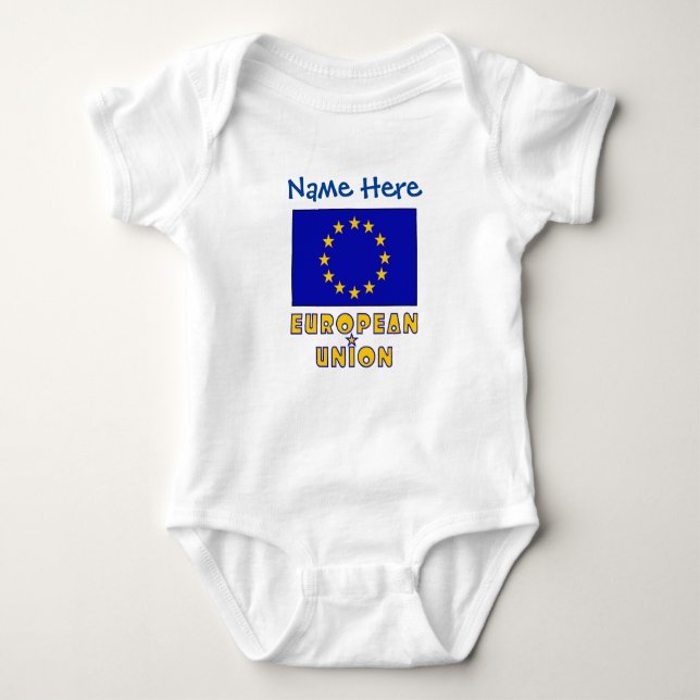 European Union EU Flag Blue Personalised  Baby Bodysuit (Front)