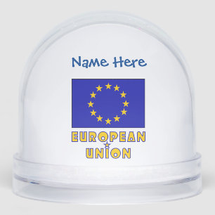 European Union EU Flag Blue Personalized  Snowglobe