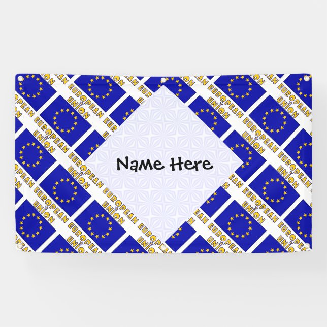 European Union EU Flag Tiled Personalised  Banner (Horizontal)