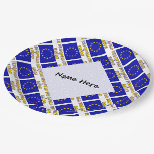 European Union EU Flag Tiled Personalised Paper Plate