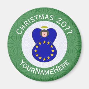 European Union Flag Christmas Angel Personalised Magnet