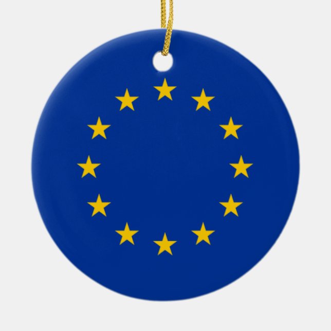 European Union Flag Heart Ceramic Tree Decoration (Front)