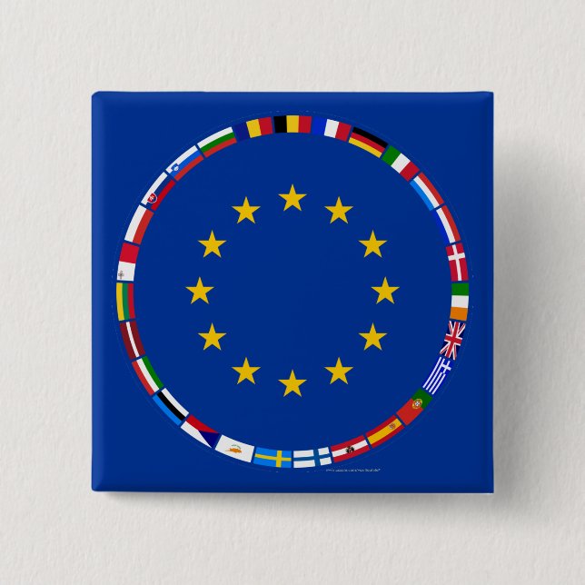 European Union Flags 15 Cm Square Badge (Front)