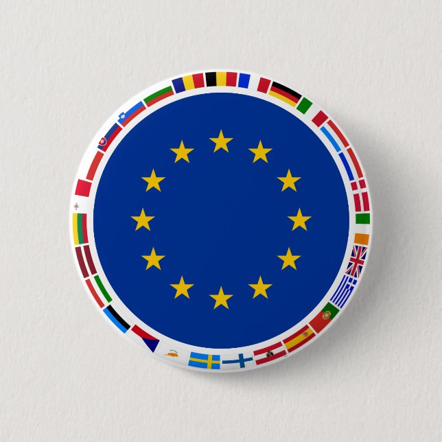 European Union Flags 6 Cm Round Badge (Front)