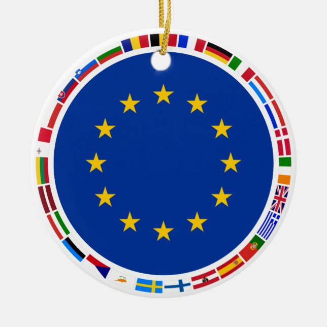European Union Flags Ceramic Tree Decoration (Front)