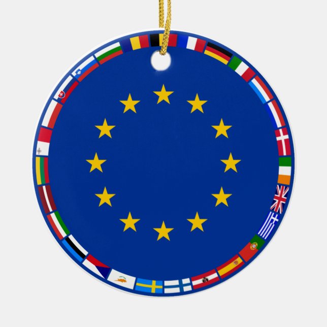 European Union Flags Ceramic Tree Decoration (Front)