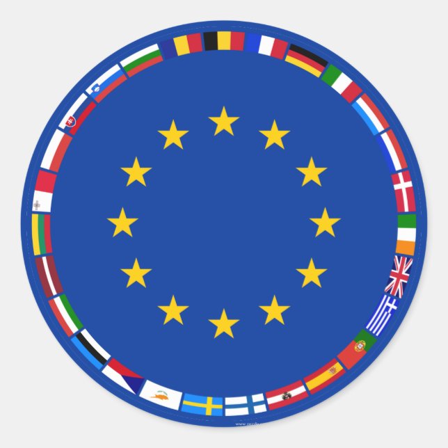 European Union Flags Classic Round Sticker (Front)