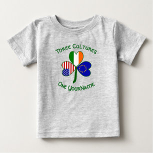 European Union Irish USA Shamrock Flag Personalise Baby T-Shirt