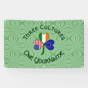 European Union Irish USA Shamrock Flag Personalise Banner
