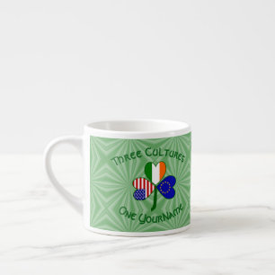 European Union Irish USA Shamrock Flag Personalise Espresso Cup