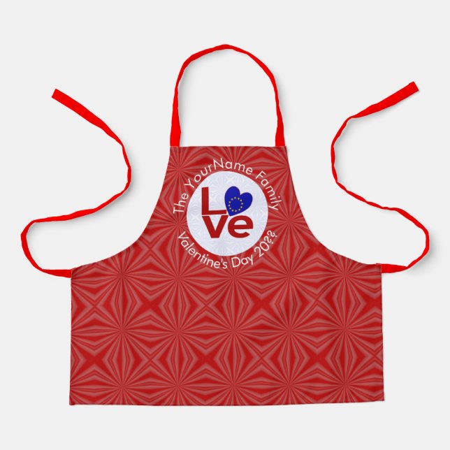 European Union Red LOVE Flag Personalised  Apron (Front)