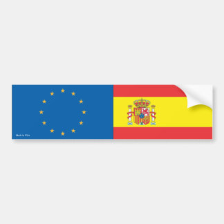 European Union & Spanish Flags Bumper Sticker