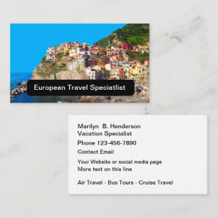 European Vacation Travel Specialist Business Card