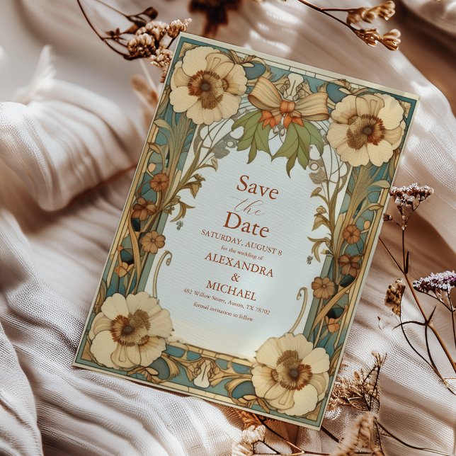 European Victorian Floral Art Nouveau Wedding  Save The Date (Creator Uploaded)