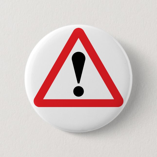 European Warning Road Sign Button (Front)