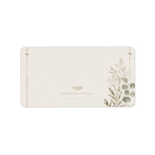 European Wedding Invitation in Olive Green Label