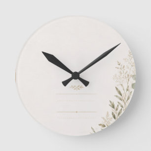 European Wedding Invitation in Olive Green Round Clock