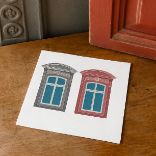 European Window Ornate Architectural Art Napkin