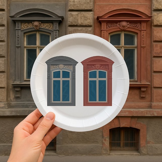 European Window Ornate Architectural Art Paper Plate (Creator Uploaded)