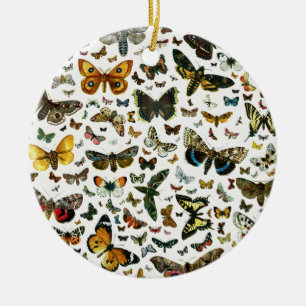Europe's Best-Known Butterflies and Moths Collage Ceramic Tree Decoration