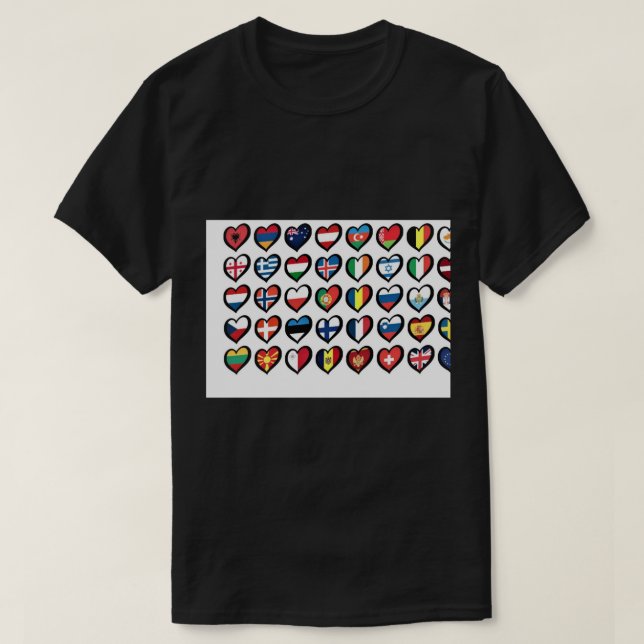 Eurovision Song Contest Flags Hearts  Mask.png T-Shirt (Design Front)