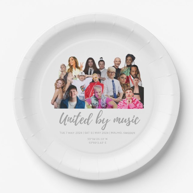 Eurovision Songcontest 2024 Unisex T-shirt Sweden  Paper Plate (Front)