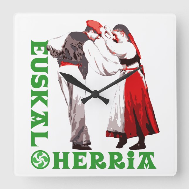 Euskal Herria: traditional Basque dancers, Square Wall Clock (Front)