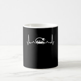 EV Heartbeat Funny Electric Vehicle Gift Car Lover Coffee Mug