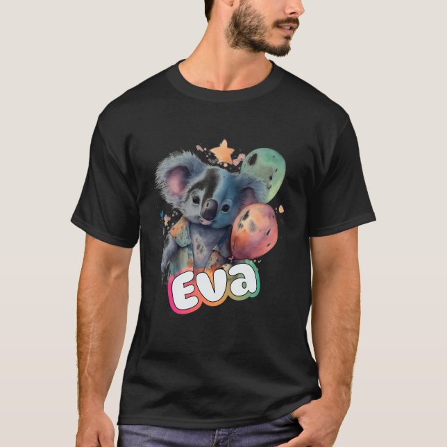 Eva - Adorable Girl Name With Cute Koala T-Shirt (Front)